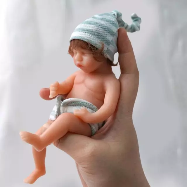 Bambola Reborn 6 pollici corpo intero silicone morbido fatta a mano mini realistico bambino che dorme