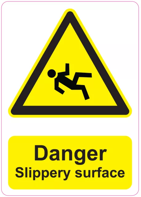 DANGER  SLIPPERY SURFACE health and safety signs stickers warning 205x290mm