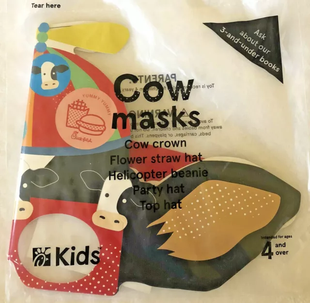 Chick-fil-A -Kids Meal Toy- Cow Mask-Helicopter Beanie-New in Package-See Photos