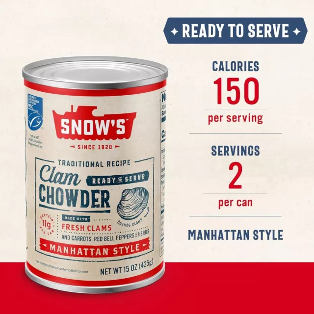 SNOW'S MANHATTAN CLAM Chowder 🍲 15 oz Can (Pack of 12) $45.80 - PicClick