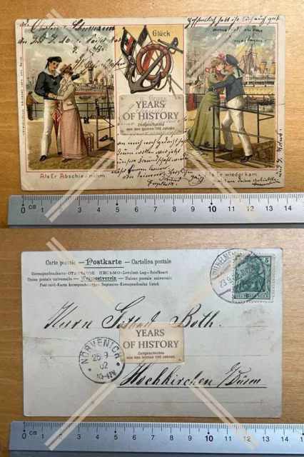 AK Litho 1902 gel. Matrosen als er Abschied nahm als er wiederkam Kaiserliche M