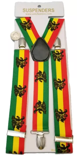 Rasta Flag Suspenders Bob Marley Lion of Judah Suspenders Carnival Accessories