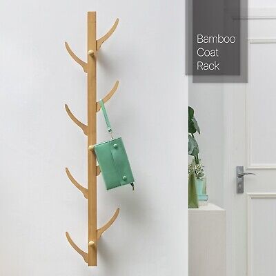 Entryway [BRANCH SHAPE] Bamboo Wall Mounted 11-Hooks Coat Rack Hat Hanger Holder