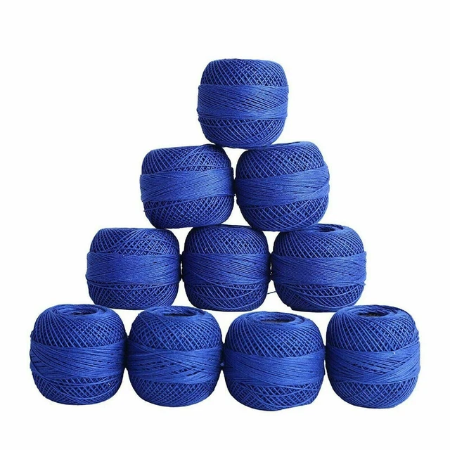 Fil à crocheter en coton mercerisé Red Rose Lot de 10 fils à tricoter bleu...