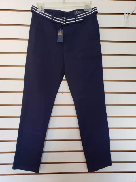 Polo Ralph  Lauren Boys Belted Pants Navy Stretch Size 16