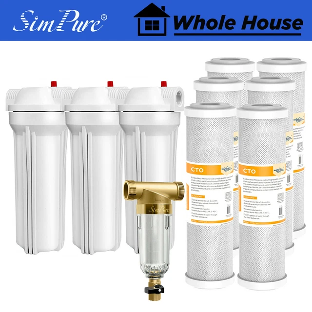10 INCH WHOLE House Water Filter Housing System CTO Carbon Block