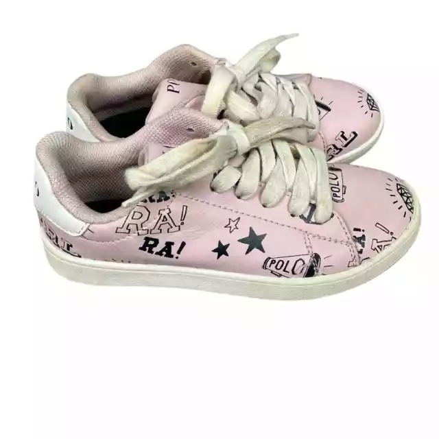 Polo Ralph Lauren Size 1 Girls Gaige Pink Cheer Novelty Print Sneakers