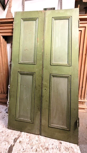 Victorian painted pine cupboard doors 71.5 x 131.5cm