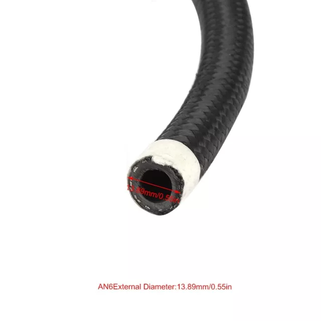 Cooling System AN6 Black Nylon Braided Oil Hose Fuel Line Accessory