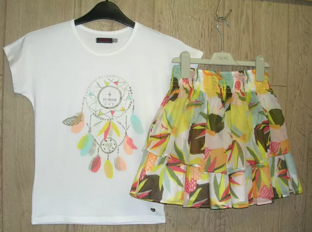 Catimini gonna gialla RaRa bianca top t-shirt set outfit età 12