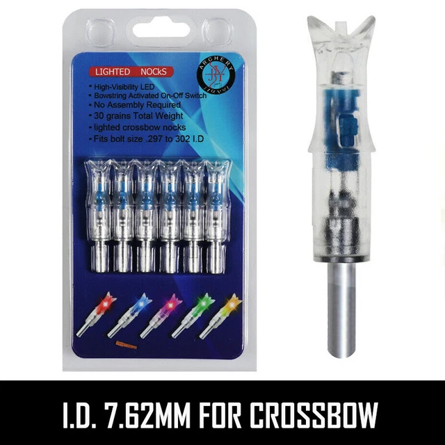 6Pcs/Pack Blue Lighted Nock New Designed Long Time I.D. 7.62mm For Crossbow