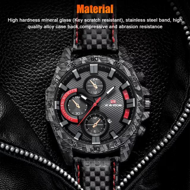 Waterproof Men Military Quartz Leather Stainless Steel Analog Sports Wrist Watch 2