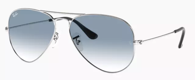 Ray-Ban Aviator Gradient Light Blue Silver Frame Sunglasses RB3025 003/3F 55
