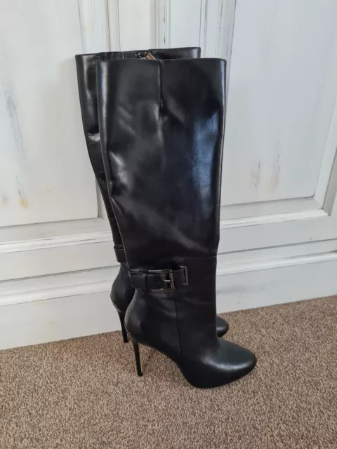 MICHAEL KORS BLACK Leather Stiletto Knee High Boots Uk Size 5.5 *New* £ ...