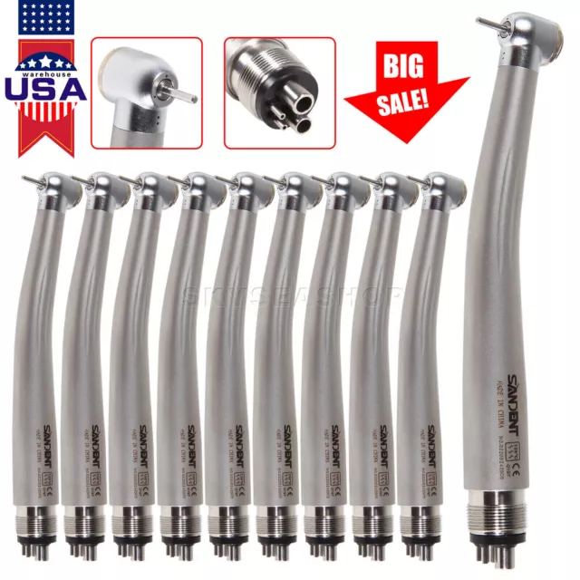 10 X SANDENT NSK PANA MAX Style Dental High Speed Handpiece Push Button 4 Hole