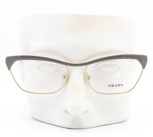 Prada VPR 57Q QE7-1O1 Eyeglasses Glasses Gray on Gold / Havana 56-16-140 w/case Prada VPR 57Q QE7-1O1 Eyeglasses Glasses Gray on Gold / Havana 56-16-140 w/case