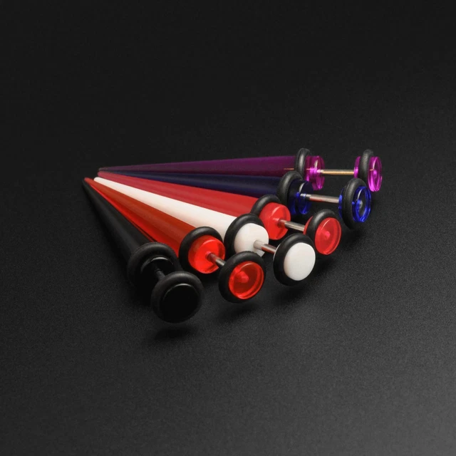 Fake Ear Stretcher Plugs Earrings Acrylic Faux Gauge Taper 6 COLOURS