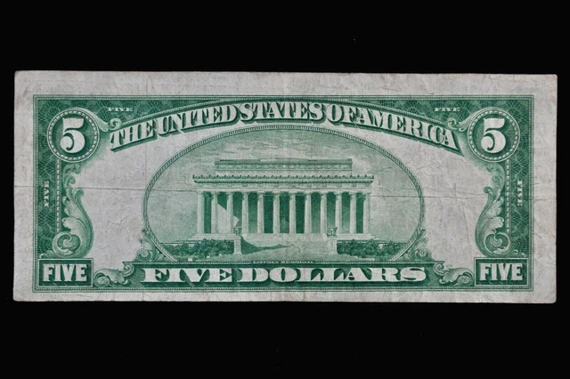 $5 1934 plain series tough EA block blue seal Silver Certificate E14716914A 3