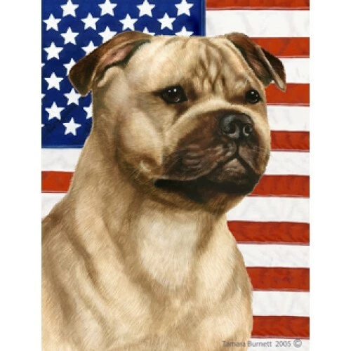 Patriotic (D2) House Flag - Fawn Staffordshire Bull Terrier 32245