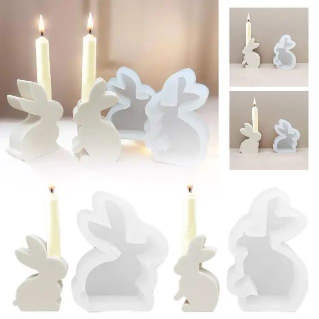 Easter DIY 3D Rabbit Candle Holder Silicone Mold Creative Ornament Ho Gift