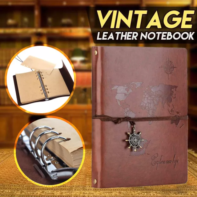 Classic Notebook Retro Travel Diary Pad Leather Sketchbook A5 Journal Notepad UK