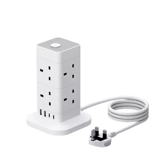 1.5 M Cube Extension Lead with USB C 8 Way Plug Power Strip with 4 USB Ports UK