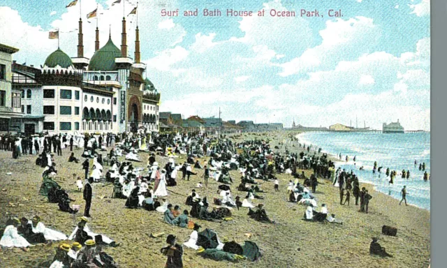 VIntage Postcard-Surf and Bath House at Ocean Park, CA