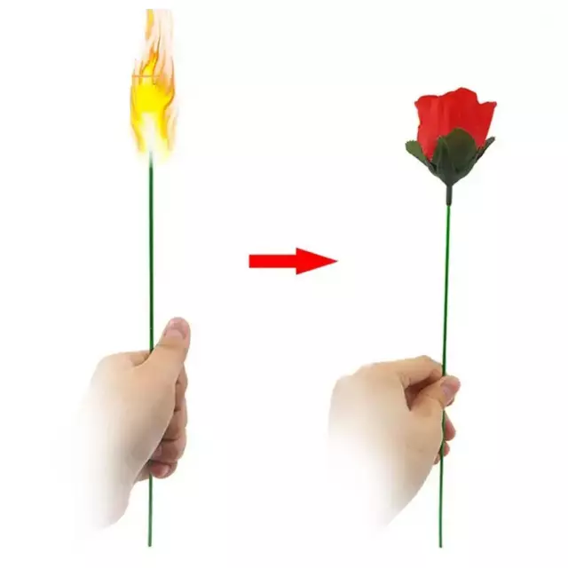 Flame to Rose Appearing Magic Flower Magic Street Magic Tricks Easy Magic N9V8