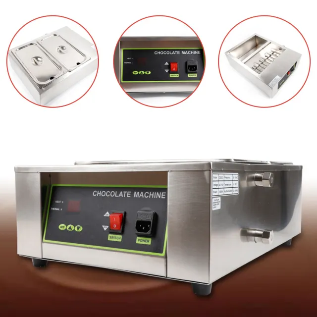 1500W 2 Pot Commercial Melter Maker Melting Electric Chocolate Tempering Machine