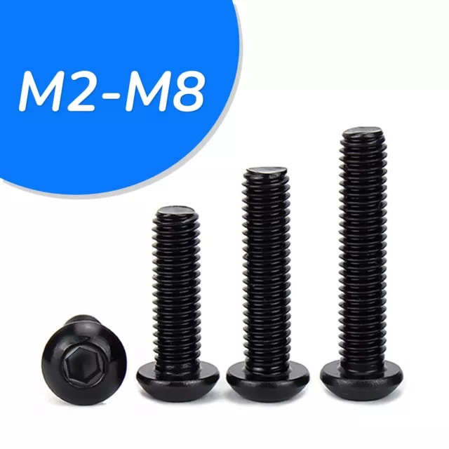 M2-M8 Black Socket Button Screws Dome Head Hex Allen Bolts G304 Stainless Steel