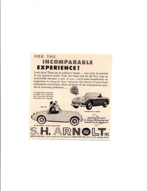 1960 Mga 1600 / Sprite - S.h. Arnolt  ~  Vintage Original Smaller Print Ad