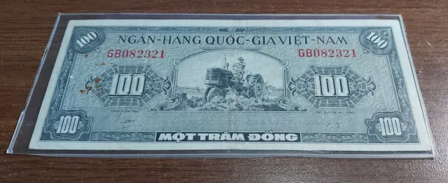 1955 South Viet Nam 100 Dong National Bank Very Nice Note  koad