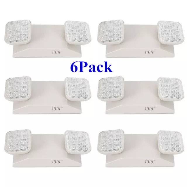 6 Pack Emergency LED Exit Light Waterproof Fixture With Dual Head Battery Backup