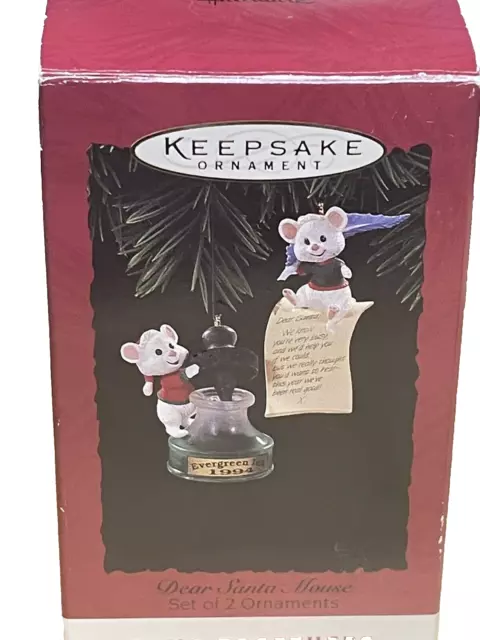 1994 Hallmark Keepsake “Dear Santa Mouse” Set Of 2 Hang Togethers