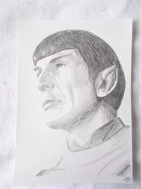 A4 Art Graphite Pencil Sketch Drawing Leonard Nimoy Commander Spock Star Trek 18 91 Picclick