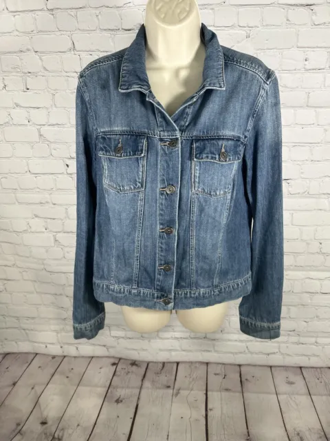 Paige Maryanne Blue Medium Wash Button Up Collared Women’s Denim Jean Jacket M