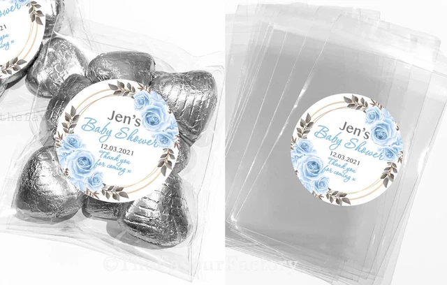 Baby Shower Favours Sweet Bags Kits DIY Personalised Blue Roses x12