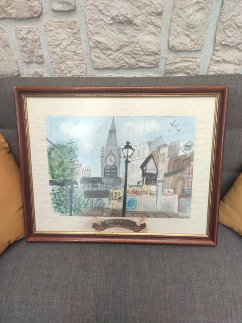 Ancienne peinture signée sur papier canson Années 90 Fenêtre old Ancienne peinture signée sur papier canson Années 90 Fenêtre old