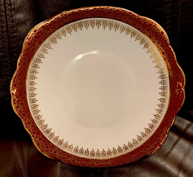 Vintage Duchess Winchester Red & Gold Large China Cake/Sandwich Plate. Gd Con.