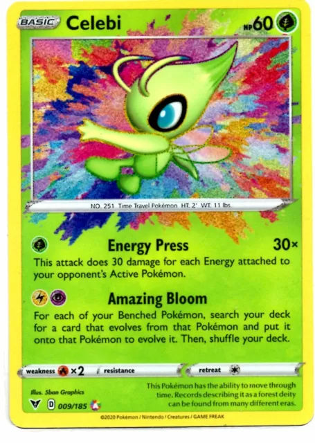 Pokemon Card CELEBI Amazing Rare Holo 009/185 Vivid Voltage NEW