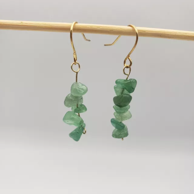 Handmade Green Jade Chipstone bead earrings Brand New FREE UK DELIVERY