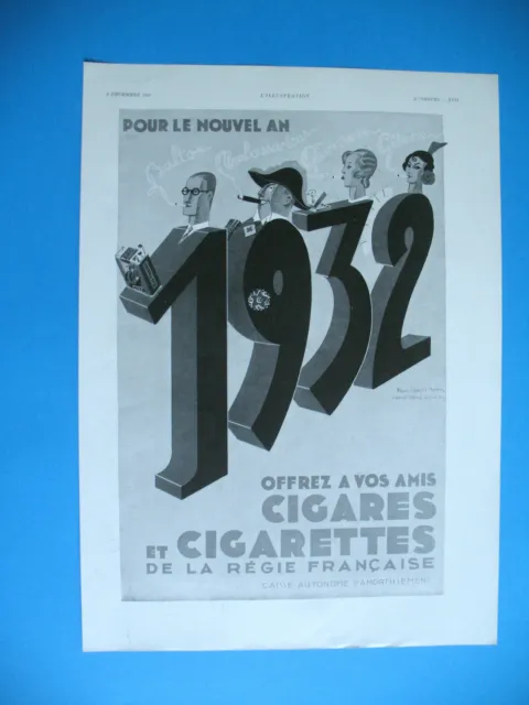 Publicite De Presse Regie Francaise Cigarettes Illustration Le Monnier 1931