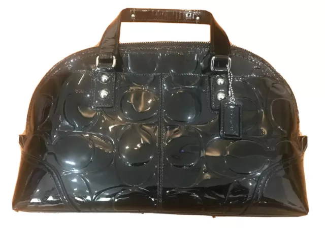 🔥 COACH EMBOSSED Signature Patent Leather Satchel Handbag Black H0969 ...