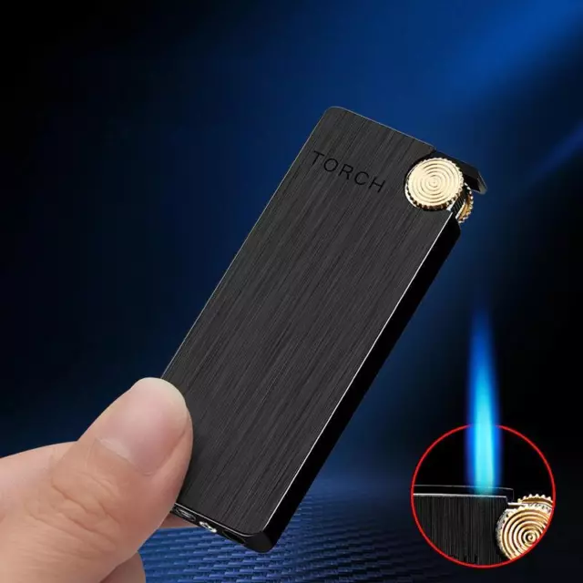 Ultra-thin Windproof Metal Flint Lighters Gas Lighter Butane Turbo Jet Lighter