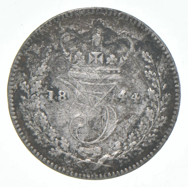 Roughly the Size of a Dime 1844 Great Britain 3 Pence World Silver Coin *355