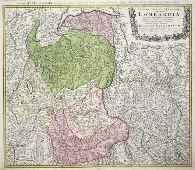 Savoie Original Gravure sur Cuivre Carte Géographique Homann Erben 1749