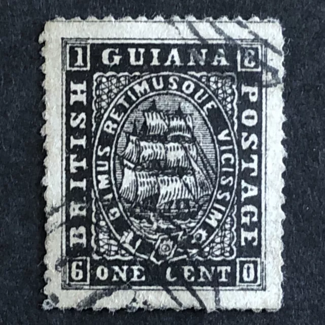 BRITISH GUIANA-1864 - 1c STAMP FORGERY OF Sg GY 57  - SAILING SHIP - USED