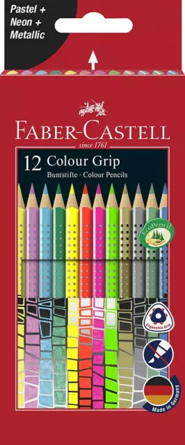 Faber-Castell 201569 - Buntstift Sonderfarbset, Colour Grip, 12Er Etui