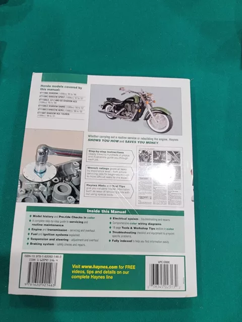 1985-2007 Honda Shadow VT 1100 Spirit Aero Sabre HAYNES REPAIR MANUAL 2313