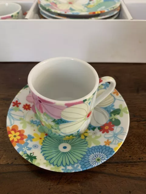 Ensemble Café Thé 6 Tasses Et Soucoupes Faïence Motif Fleuri Comme Neuf SMS